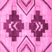 Square Machine Washable Southwestern Pink Country Rug, wshabs3365pnk