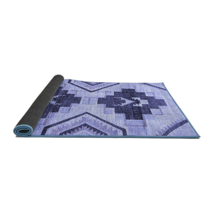 Sideview of Southwestern Blue Country Rug, abs3365blu