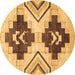 Round Machine Washable Southwestern Brown Country Rug, wshabs3365brn