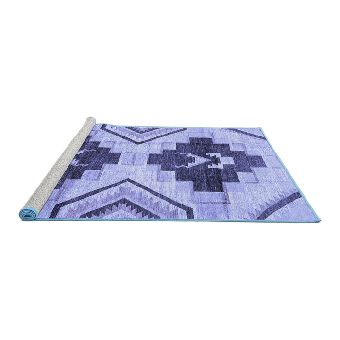 Sideview of Machine Washable Southwestern Blue Country Rug, wshabs3365blu