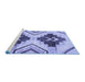 Sideview of Machine Washable Southwestern Blue Country Rug, wshabs3365blu