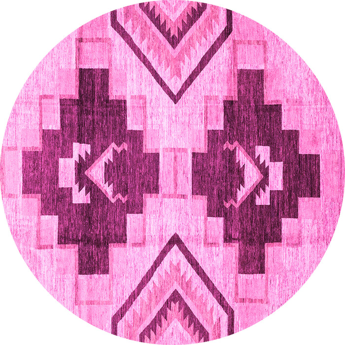 Round Southwestern Pink Country Rug, abs3365pnk