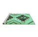 Sideview of Machine Washable Southwestern Turquoise Country Area Rugs, wshabs3365turq