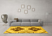 Machine Washable Southwestern Yellow Country Rug in a Living Room, wshabs3365yw