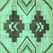 Square Southwestern Turquoise Country Rug, abs3365turq