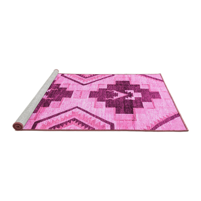 Sideview of Machine Washable Southwestern Pink Country Rug, wshabs3365pnk