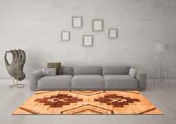 Machine Washable Southwestern Orange Country Area Rugs in a Living Room, wshabs3365org