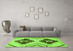 Machine Washable Southwestern Green Country Area Rugs in a Living Room,, wshabs3365grn