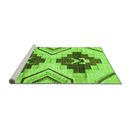 Sideview of Machine Washable Southwestern Green Country Area Rugs, wshabs3365grn