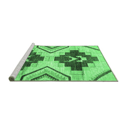 Sideview of Machine Washable Southwestern Emerald Green Country Area Rugs, wshabs3365emgrn