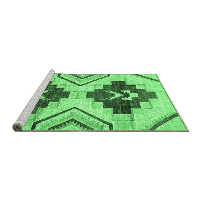 Sideview of Machine Washable Southwestern Emerald Green Country Area Rugs, wshabs3365emgrn