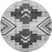 Round Southwestern Gray Country Rug, abs3365gry