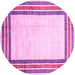 Round Machine Washable Abstract Pink Modern Rug, wshabs3366pnk