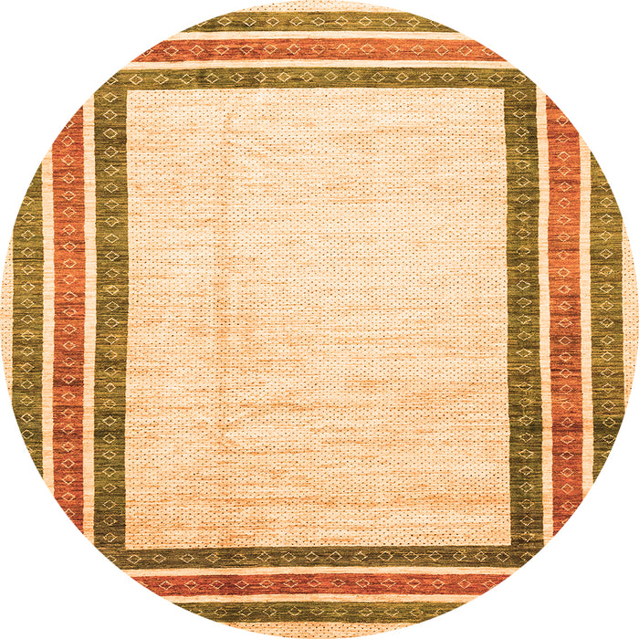 Round Machine Washable Abstract Orange Modern Area Rugs, wshabs3366org