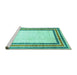 Sideview of Machine Washable Abstract Turquoise Modern Area Rugs, wshabs3366turq