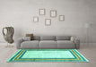 Machine Washable Abstract Turquoise Modern Area Rugs in a Living Room,, wshabs3366turq