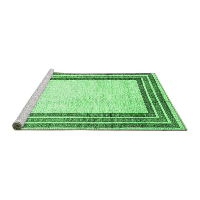 Sideview of Machine Washable Abstract Emerald Green Modern Area Rugs, wshabs3366emgrn