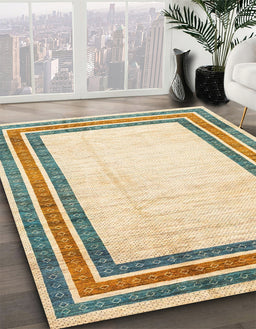 Abstract Khaki Gold Modern Rug in Family Room, abs3366