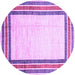 Round Machine Washable Abstract Purple Modern Area Rugs, wshabs3366pur