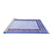 Sideview of Machine Washable Abstract Blue Modern Rug, wshabs3366blu