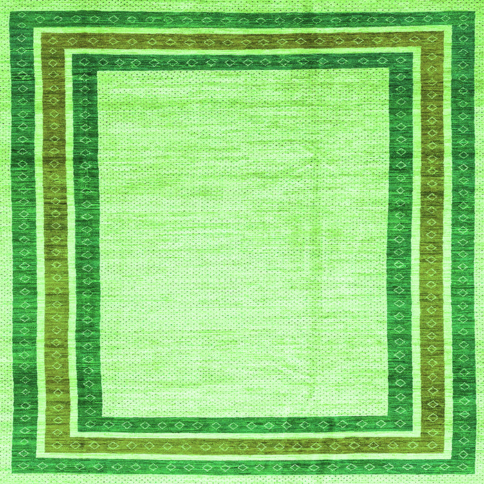 Square Machine Washable Abstract Green Modern Area Rugs, wshabs3366grn