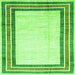 Square Machine Washable Abstract Green Modern Area Rugs, wshabs3366grn