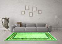 Machine Washable Abstract Green Modern Rug, wshabs3366grn