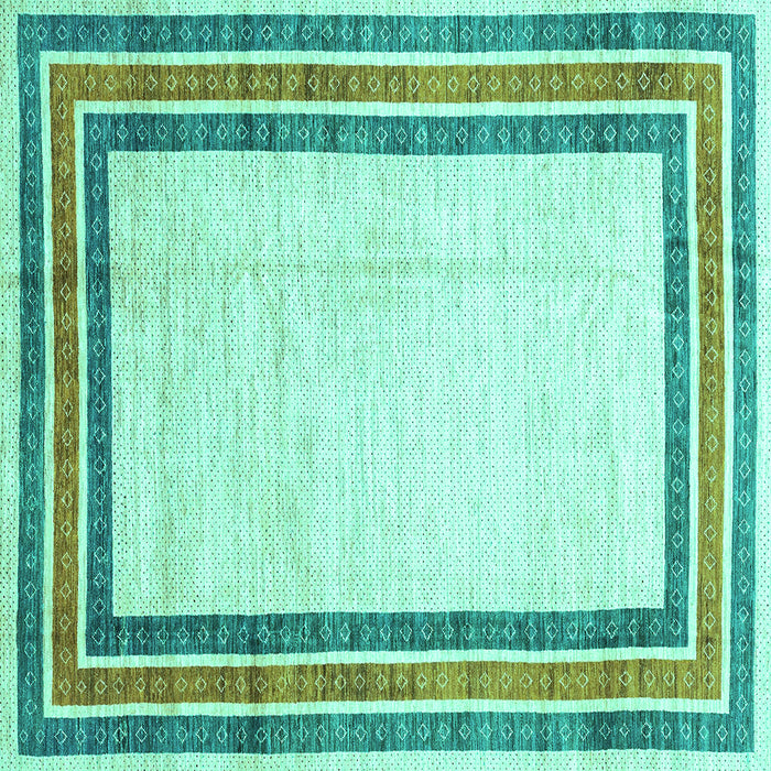 Square Machine Washable Abstract Turquoise Modern Area Rugs, wshabs3366turq