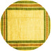 Round Machine Washable Abstract Yellow Modern Rug, wshabs3366yw