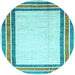 Round Machine Washable Abstract Light Blue Modern Rug, wshabs3366lblu