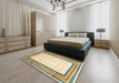 Abstract Khaki Gold Modern Rug in a Bedroom, abs3366