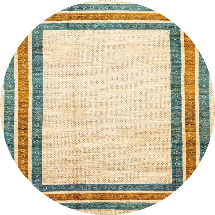 Round Machine Washable Abstract Khaki Gold Rug, wshabs3366