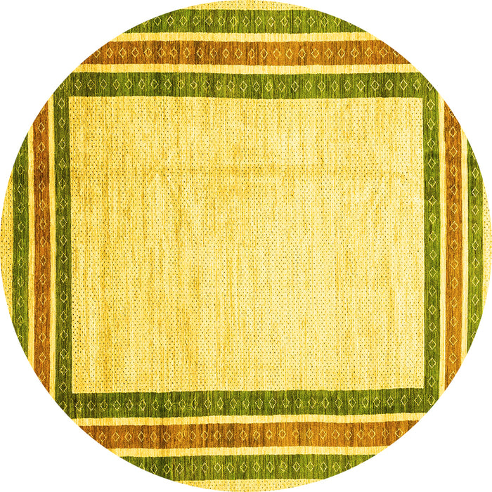 Round Abstract Yellow Modern Rug, abs3366yw