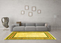 Machine Washable Abstract Yellow Modern Rug, wshabs3366yw