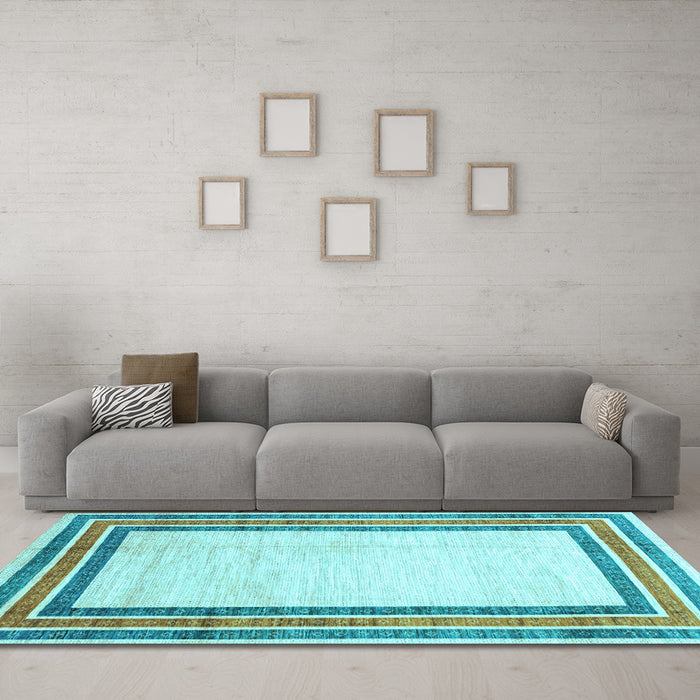 Machine Washable Abstract Light Blue Modern Rug in a Living Room, wshabs3366lblu