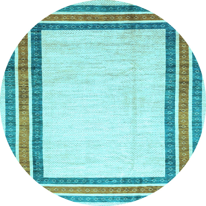 Round Abstract Light Blue Modern Rug, abs3366lblu