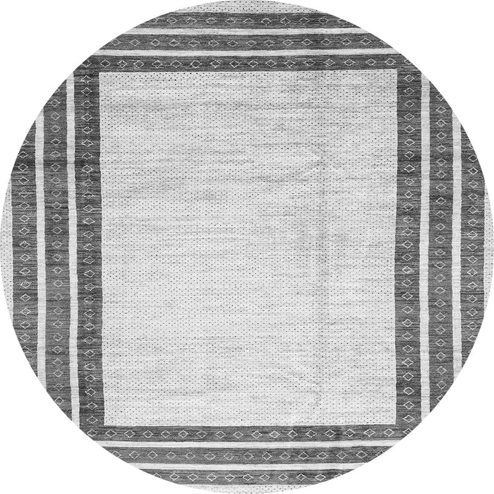 Round Machine Washable Abstract Gray Modern Rug, wshabs3366gry