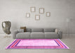 Machine Washable Abstract Pink Modern Rug in a Living Room, wshabs3366pnk