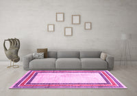 Machine Washable Abstract Pink Modern Rug, wshabs3366pnk