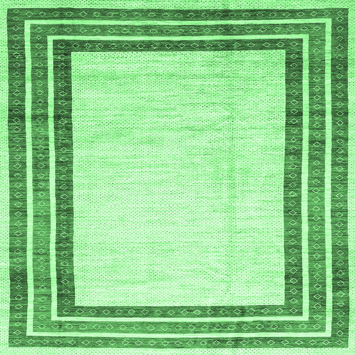 Square Machine Washable Abstract Emerald Green Modern Area Rugs, wshabs3366emgrn