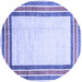 Round Machine Washable Abstract Blue Modern Rug, wshabs3366blu