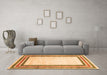 Machine Washable Abstract Orange Modern Area Rugs in a Living Room, wshabs3366org