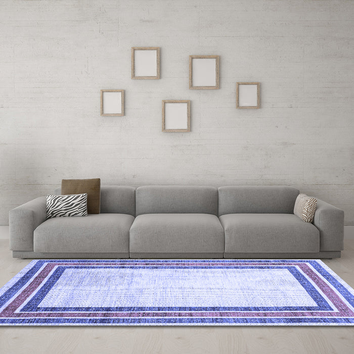 Machine Washable Abstract Blue Modern Rug in a Living Room, wshabs3366blu