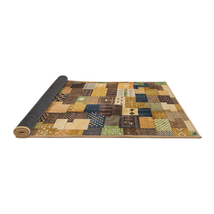 Sideview of Abstract Orange Checkered Rug, abs3367