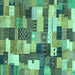 Square Checkered Turquoise Modern Rug, abs3367turq