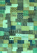 Machine Washable Checkered Turquoise Modern Area Rugs, wshabs3367turq