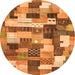 Round Machine Washable Checkered Orange Modern Area Rugs, wshabs3367org