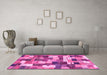 Machine Washable Checkered Pink Modern Rug in a Living Room, wshabs3367pnk