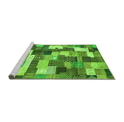 Sideview of Machine Washable Checkered Green Modern Area Rugs, wshabs3367grn