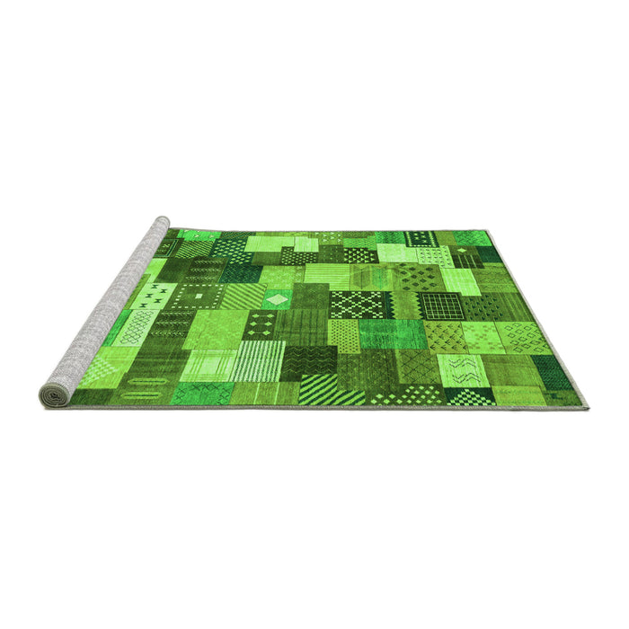 Sideview of Machine Washable Checkered Green Modern Area Rugs, wshabs3367grn
